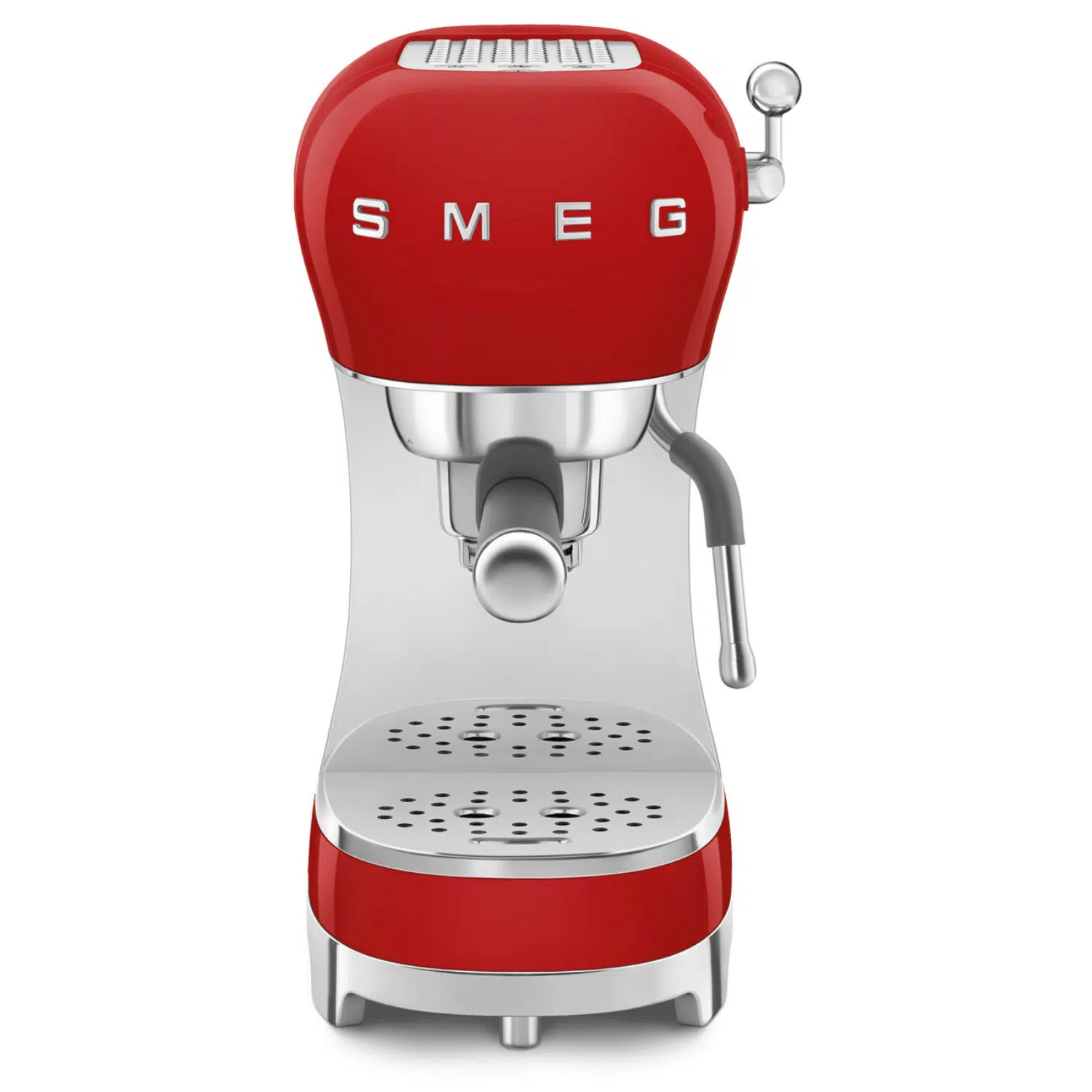 Smeg coffee machine ECF02RDEU front view with red retro design