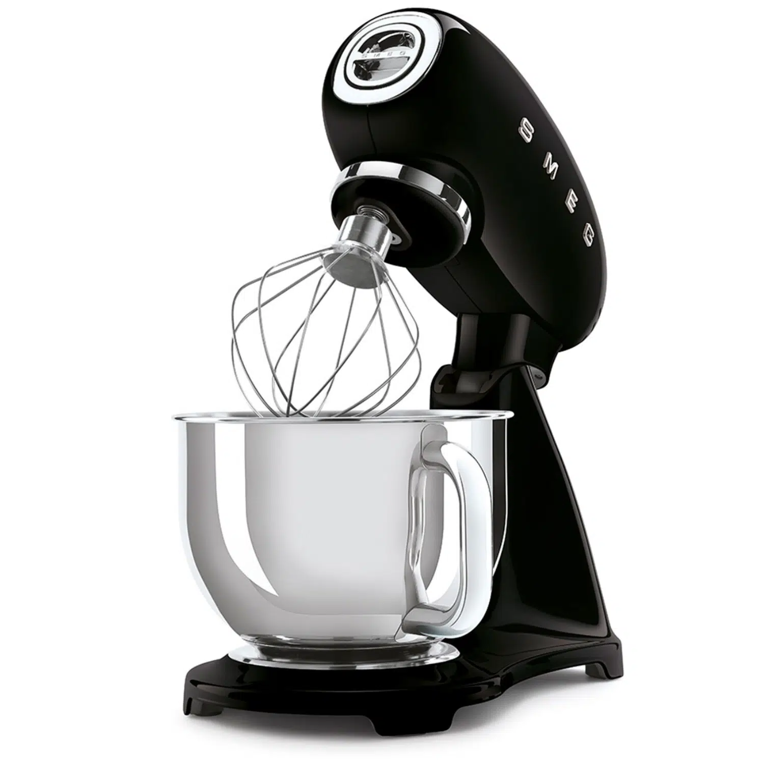 Smeg SMF23BLIT 800W stand mixer front view with mixing ingredients