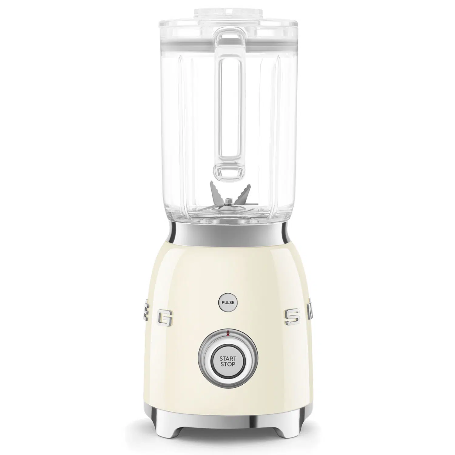 Smeg Creme blender BLF03CREU back view with stainless steel blades