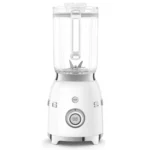 Smeg white blender BLF03WHEU Back view with ergonomic handle and controls