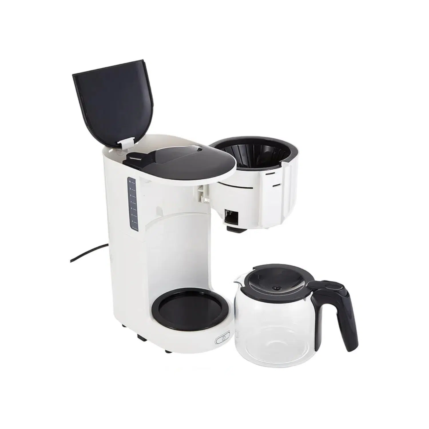 Braun coffee maker KF3100WH white front view with pivot filter basket