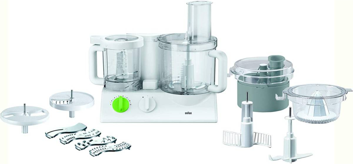 Braun food processor FX3030 with dual bowls and attachments