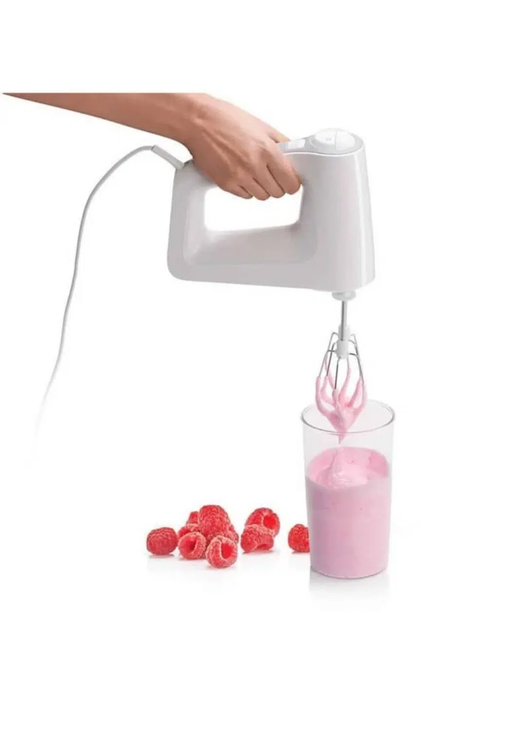 Braun Hand Mixer HM3105WH in use for mixing ingredients.