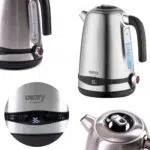 Camry kettle CR129 front view with stainless steel body
