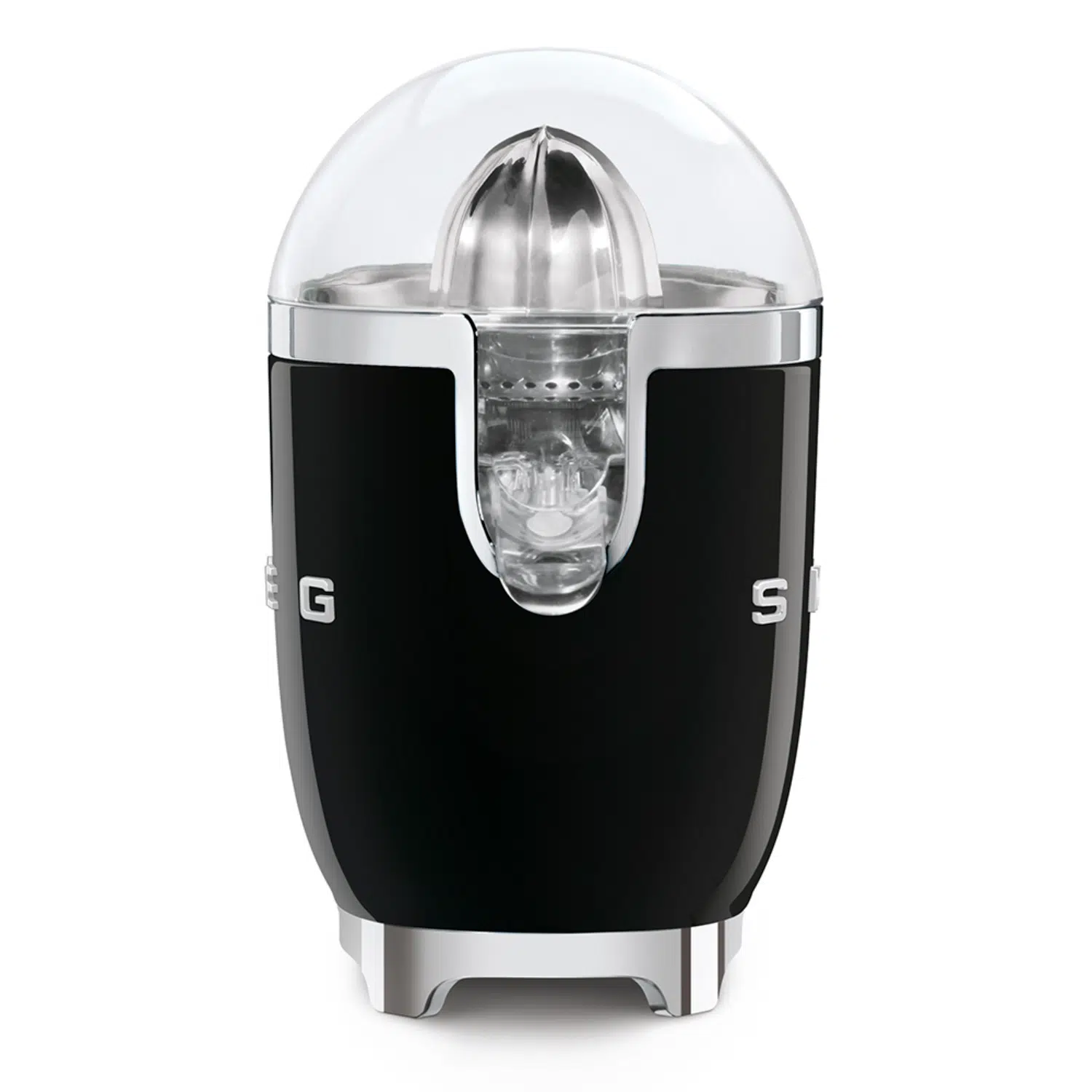 Smeg CJF11BLEU Side view showing stainless steel and black finish