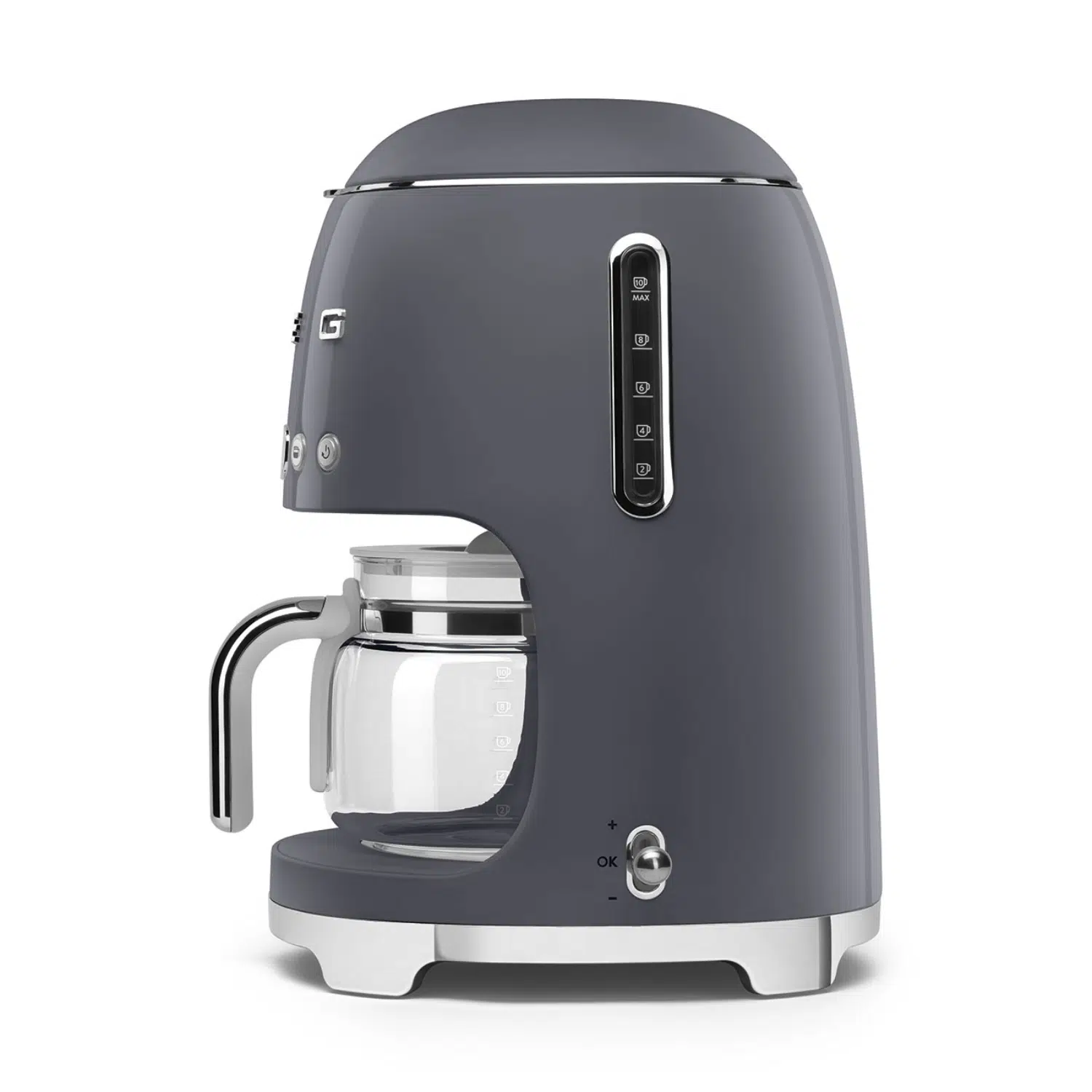 Smeg drip coffee machine DCF02GREU brewing coffee in stylish grey body