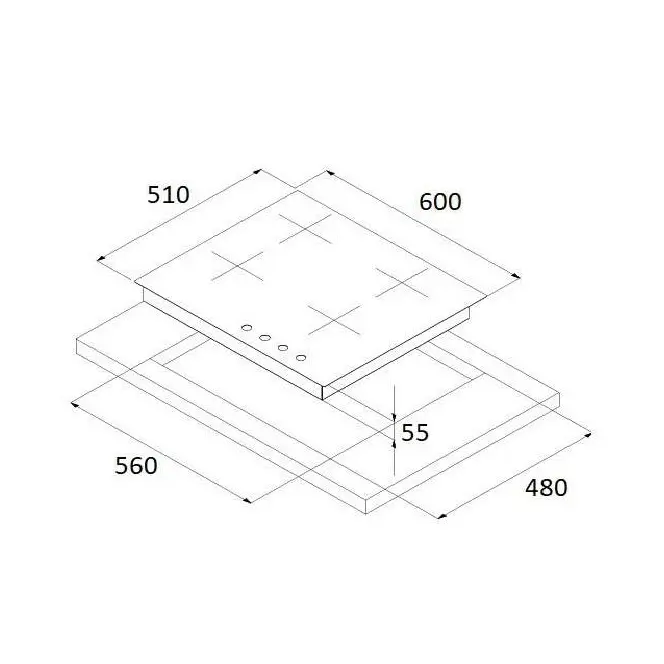 Smalvic 60 Cm Built In Gas Hob- FB604VTGL