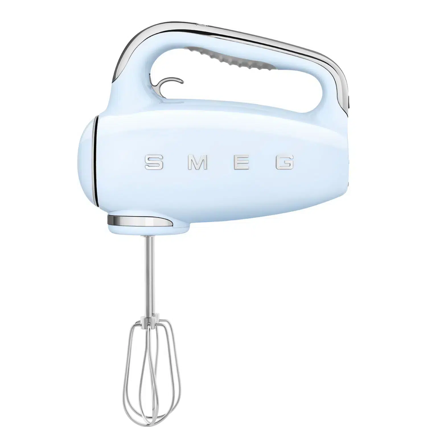 Smeg hand mixer HMF01PBEU with beaters and ergonomic handle in pastel blue