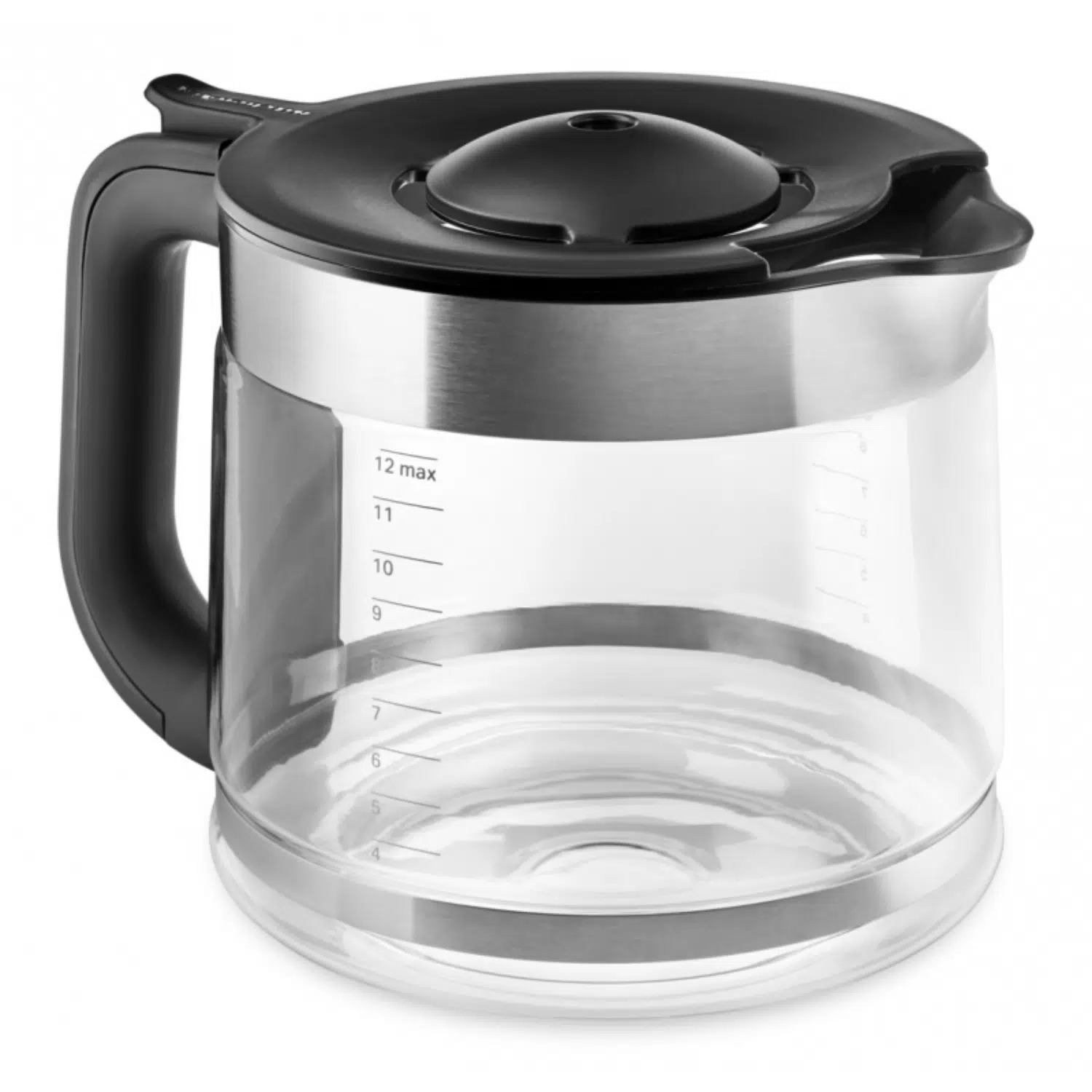 KitchenAid 5KCM1209EER front view with glass carafe