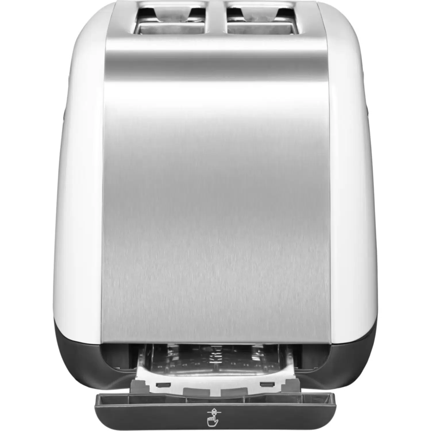 KitchenAid toaster model 5KMT2115EWH back view with manual lever