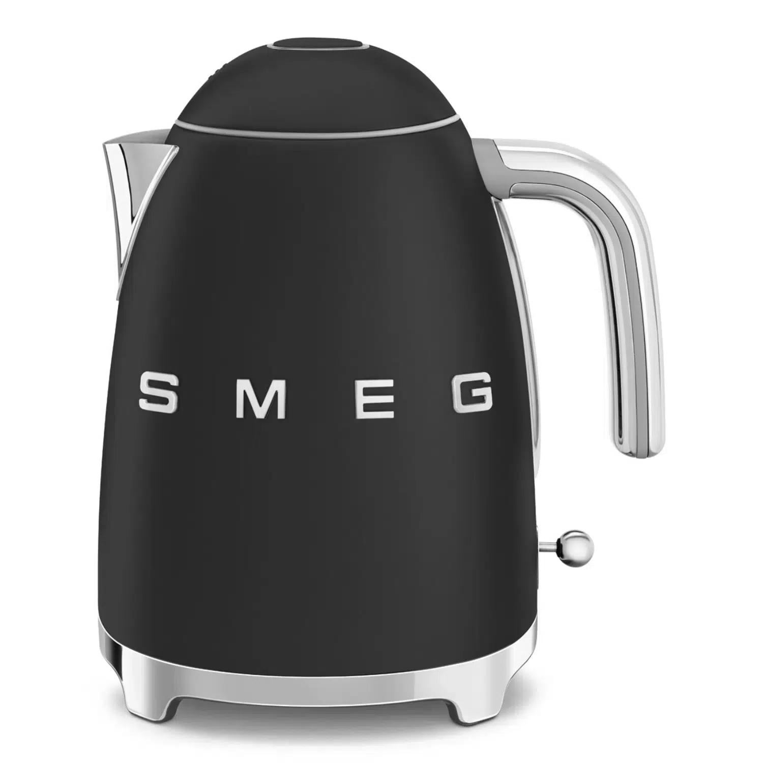 Smeg electric kettle model KLF03BLMEU front view in matte black finish
