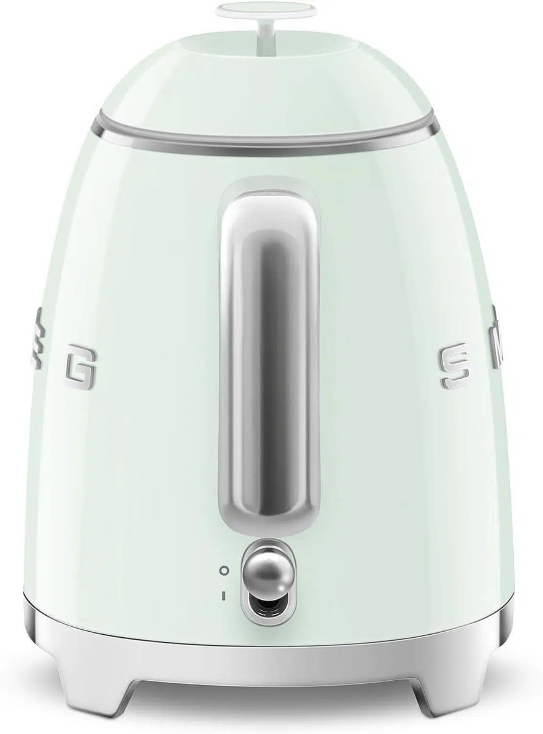 Smeg pastel green KLF05PGEU kettle front view showing handle and spout
