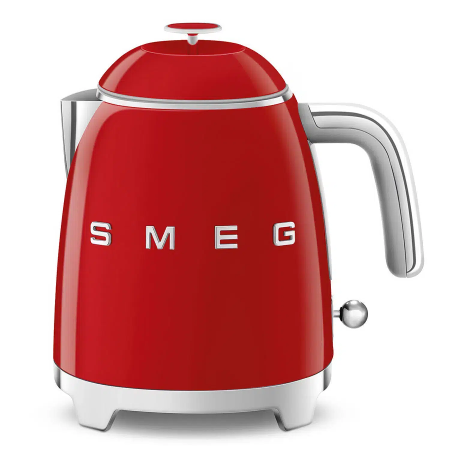 Smeg red mini kettle KLF05RDEU front view with glossy finish