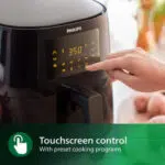 Philips air fryer HD9270 front view with temperature settings and controls visible