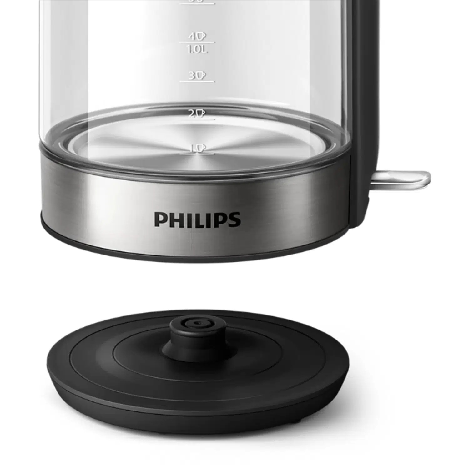 Philips HD9339 glass kettle front view showing water level
