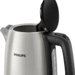 Philips metal kettle HD9350 front view with lid open