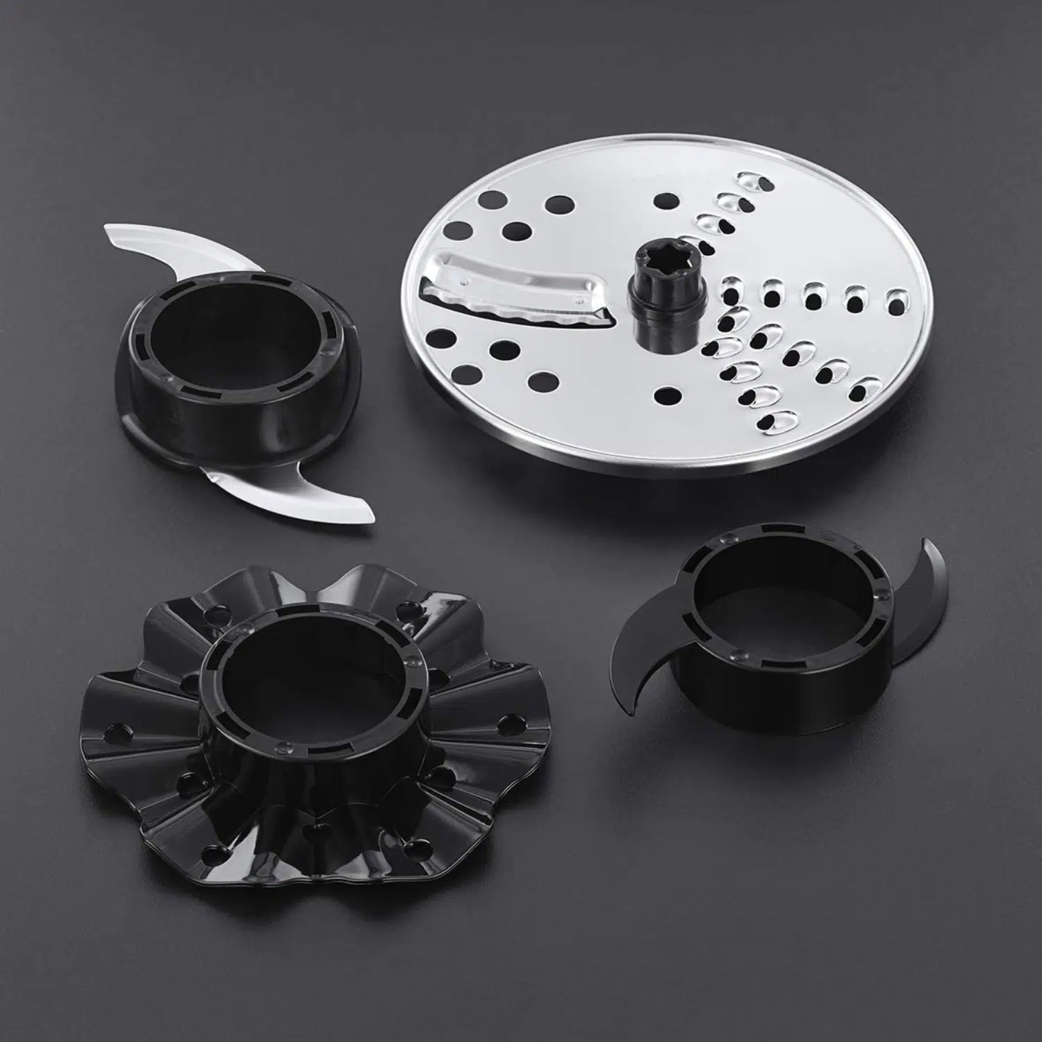 Russell Hobbs food processor RHDAP2473056 with accessories and blades visible