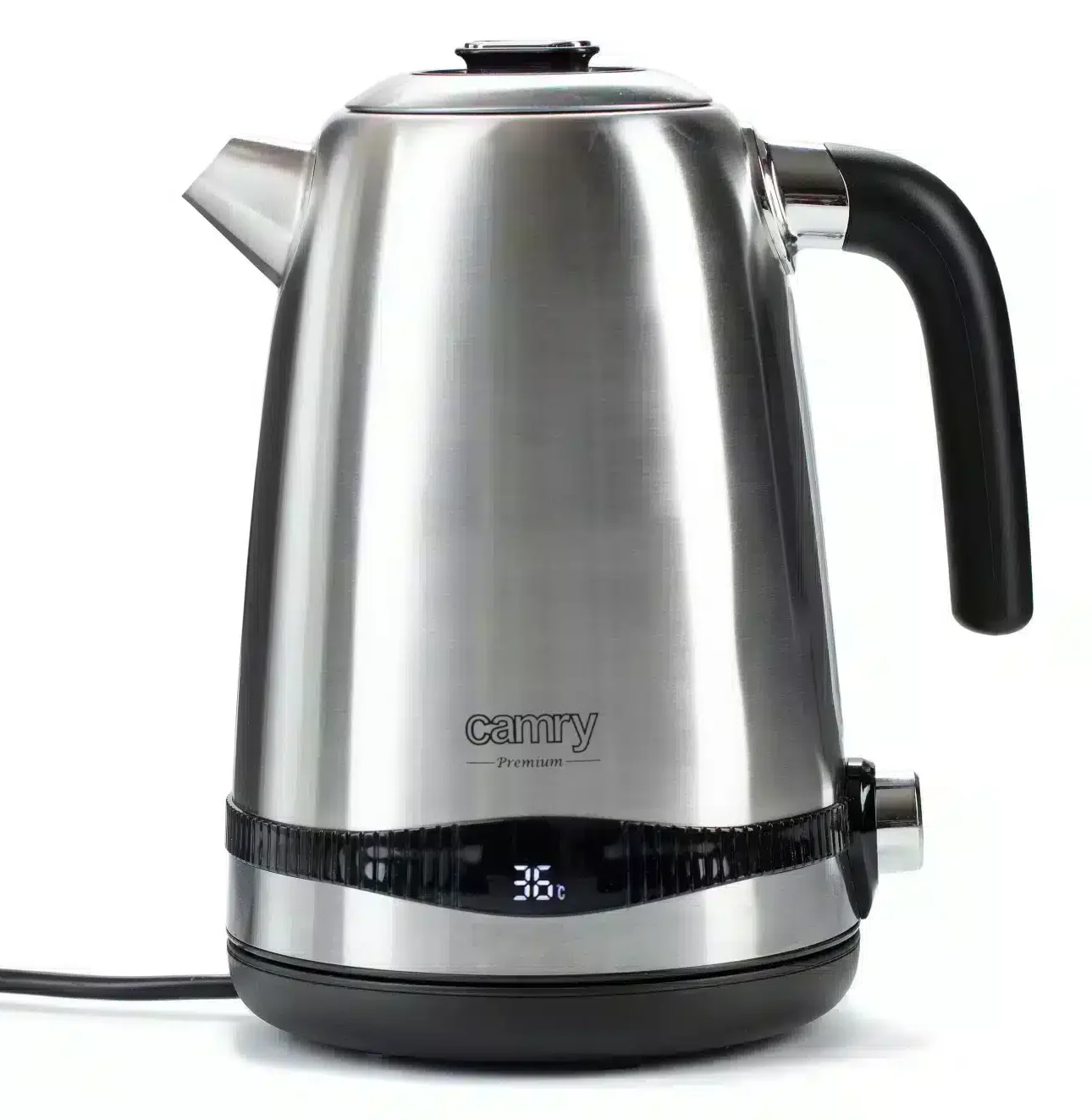 Camry kettle CR129 front view with stainless steel body