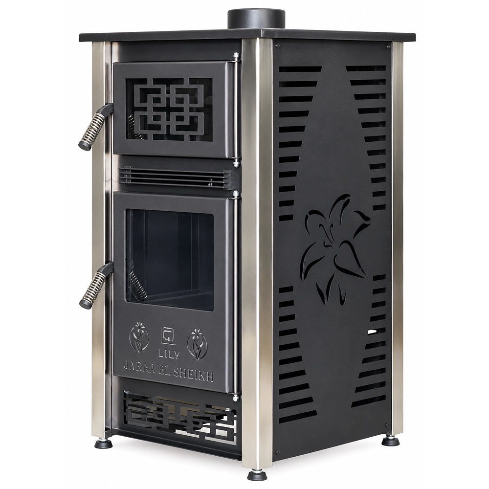 Lily 32 Diesel Stove with Oven in black and silver trim with cast iron hotplate