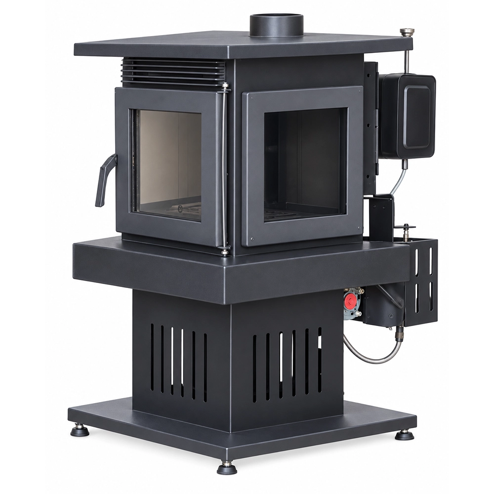 Lily 3121 Square Diesel Stove 3G with heat-resistant viewing glass and cast iron top plate